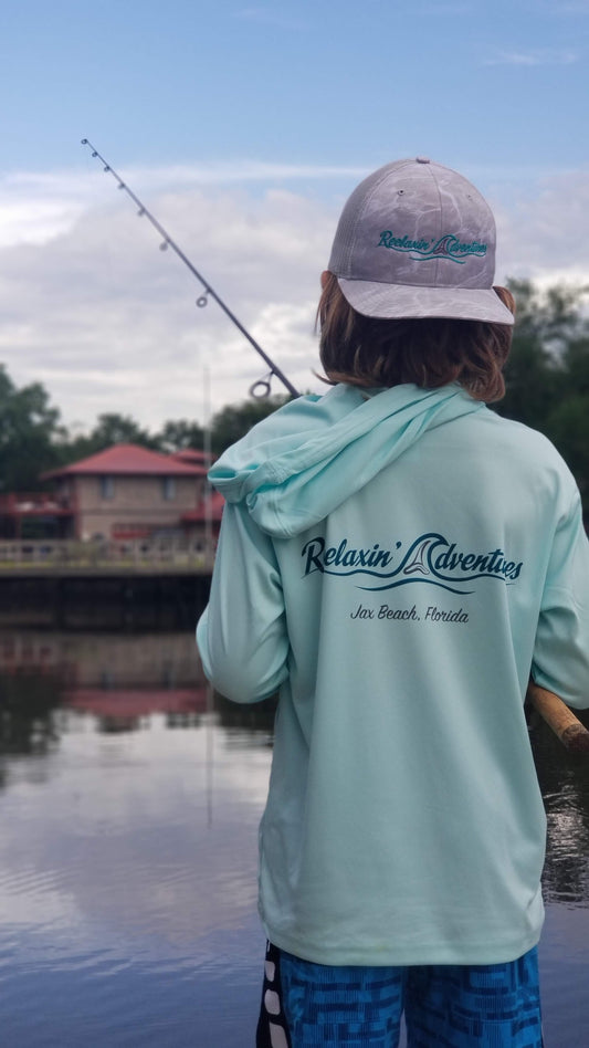 Kids Performance Fishing Hoodie - Seafoam