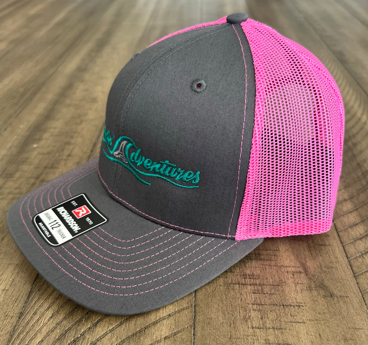 Snapback Trucker Hat - Dark Gray and Pink