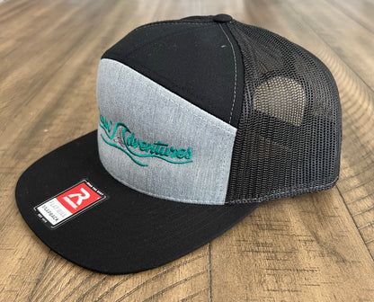 Flat Billed Snapback Trucker Hat - Gray and Black