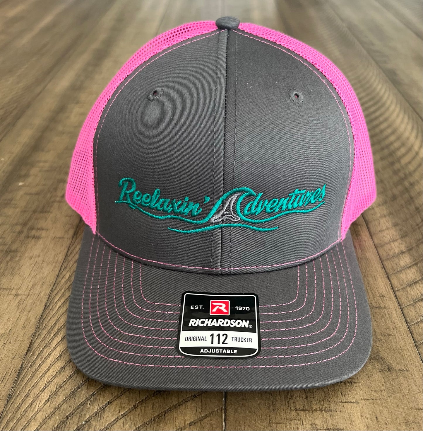 Snapback Trucker Hat - Dark Gray and Pink
