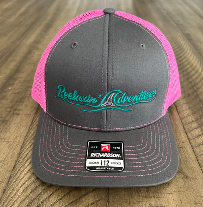 Snapback Trucker Hat - Dark Gray and Pink