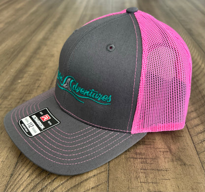 Snapback Trucker Hat - Dark Gray and Pink